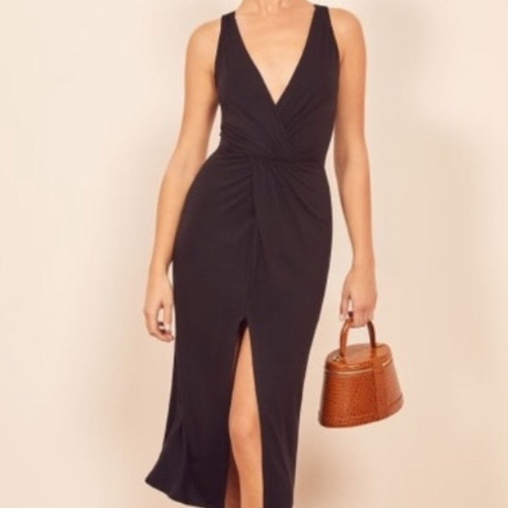 Reformation Black Fortuna Dress